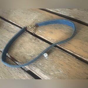 Blue Choker Necklace with Diamond Charm